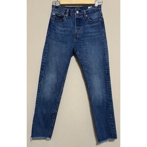 Levis White Oak Cone Denim Jeans 25x27 Raw Hem Ankle Button Up‎